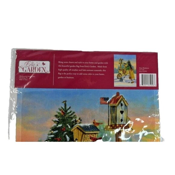 Erins Garden Winter Wheelbarrow Decorative Garden Flag 12.5 x 18 inch New - Picture 4 of 4